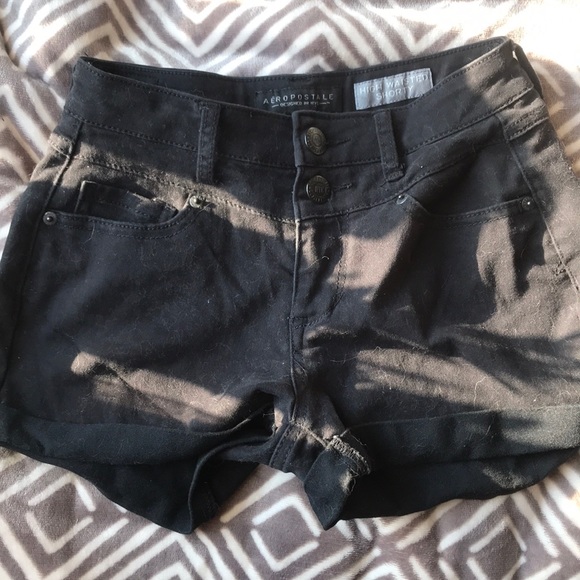 Black High Waisted Shorts - Picture 1 of 3